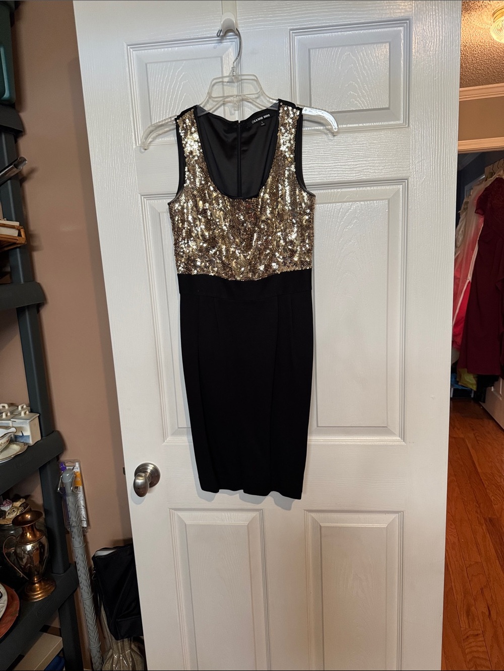 Gianni Bini Black Dress with Gold Sequin Bodice